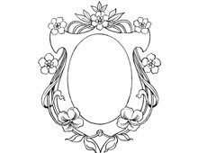 Oval Emblem Frame with Leaves and Flowers - Design Image Source