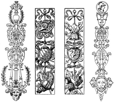 Set of Four Vertical Decorative Ornaments - Design Image Source
