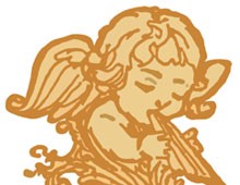 Cherub with Wings Playing Flute